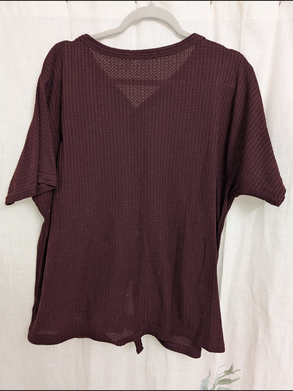 Miholl Burgundy Waffle Knit Button Front Top XL - Picture 2 of 3